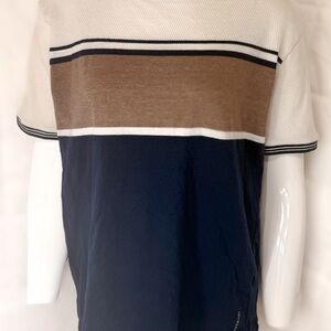 Denim & Flower Navy and Brown Colorblock Tee